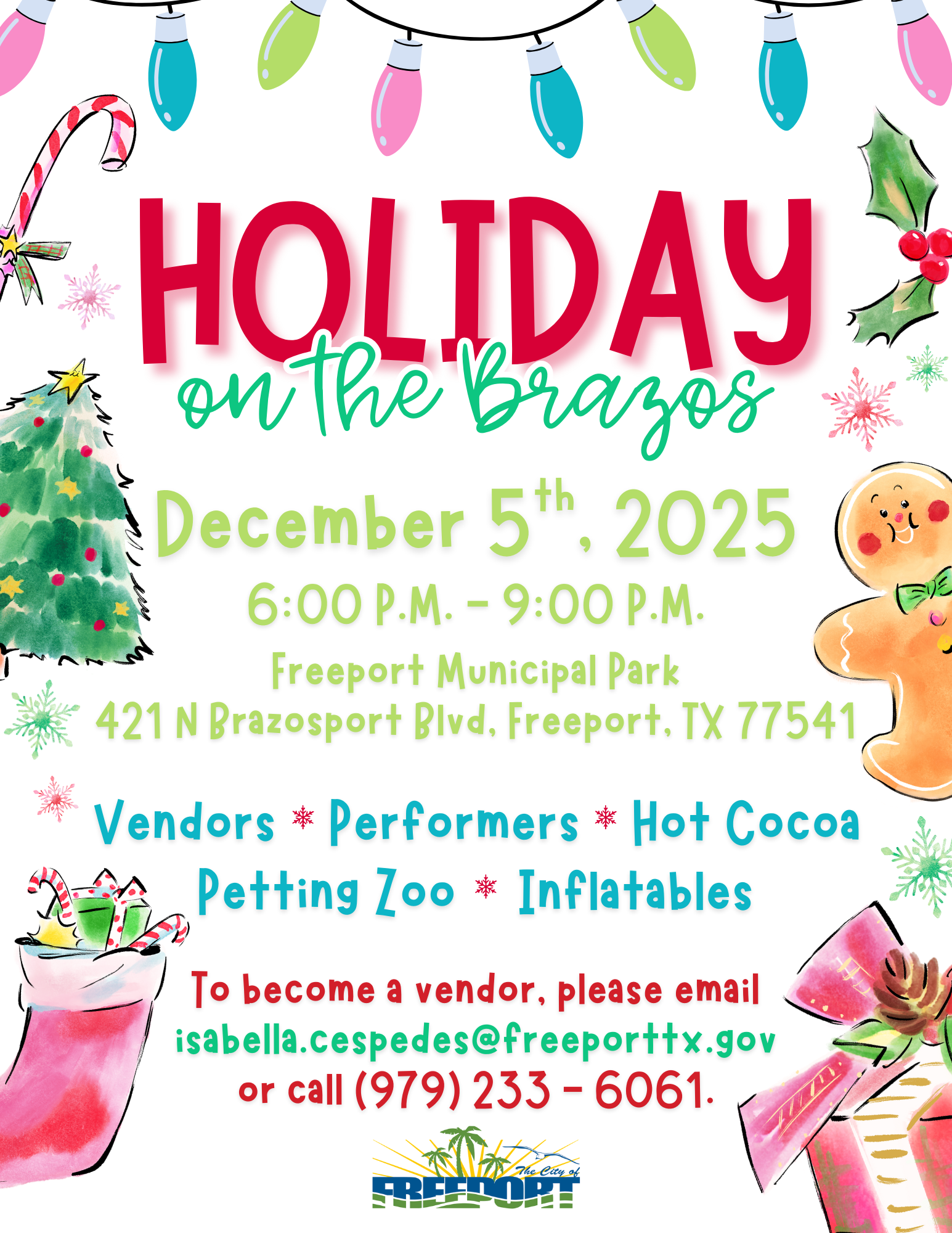 Holiday on the Brazos December 5th 6PM to 9PM Freeport Municipal Park